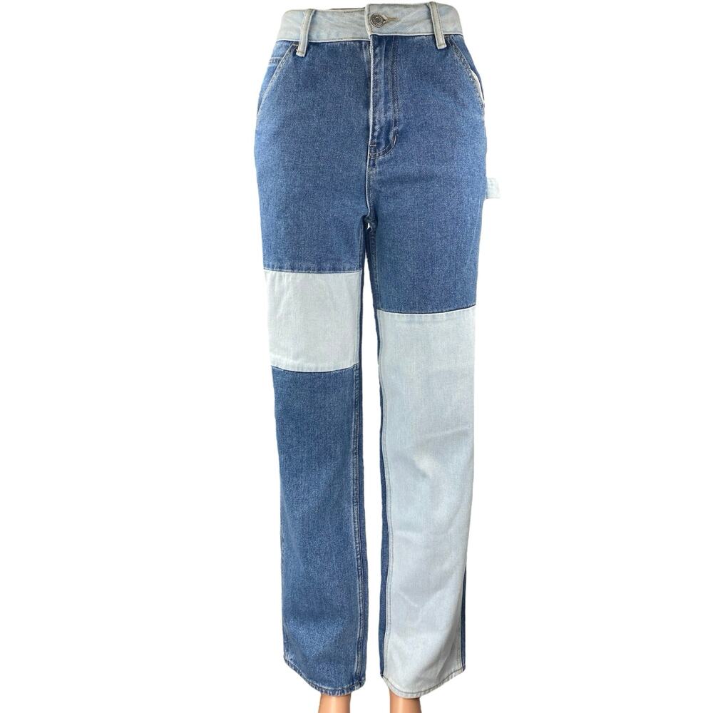Pacsun 90's BF Carpenter Colorblock Straight Wide Leg High Waist Denim Jeans 24